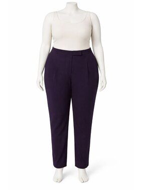 Dressbarn Pants Womens Size 24W Short Plum Purple 2 Way Stretch Trousers NEW
